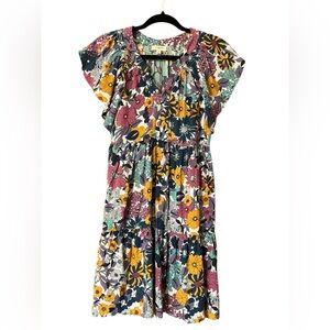 Umgee floral flutter sleeve dress NWOT